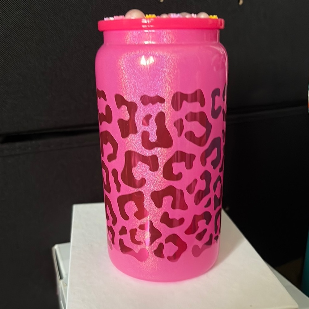 Pink Leopard Print Tumbler